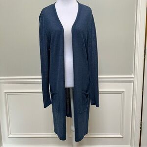 J. Jill Linen/Rayon Deep Blue Duster With Pockets Size M
